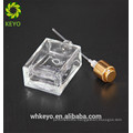 China square clear glass perfume bottle thick bottom perfume bottle metal with pump sprayer cap